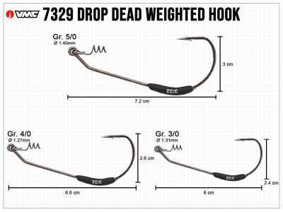 VMC DDW Drop Dead Weighted Black Nickel Bass Hook Ddw1/8#5/0bnpp - 4 per  Pak for sale online